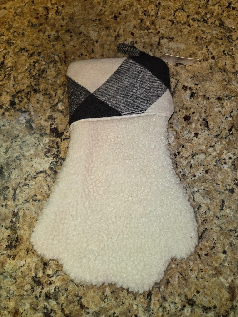 NWT Black and White Serpa Paw-Shaped Dog Christmas Stocking